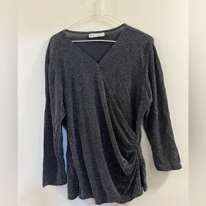 17. Black Sequin Faux Wrap Top